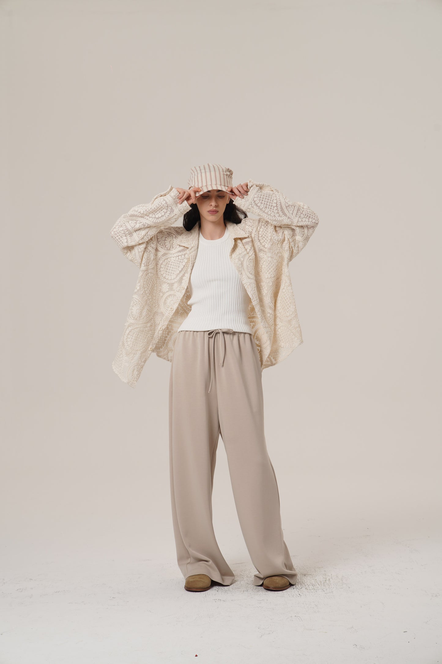 Retro 21 R21 Multi-functional color-blocking Silk Scarf Baseball cap