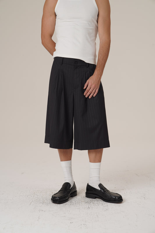 Retro 21 R21 Casual pleated striped 7-inch trousers