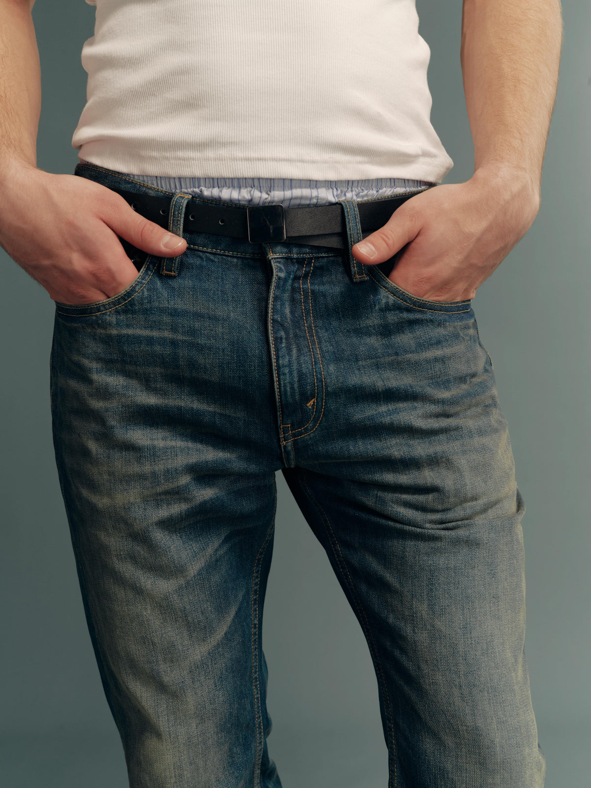 Mud-Dyed Vintage-Wash Slub Cotton Slim-Fit Flared Jeans