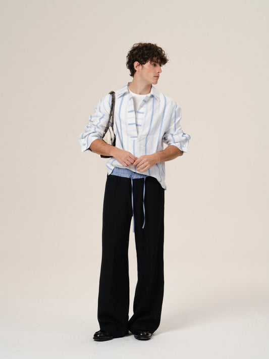 Retro 21 R21 patchwork double-waisted Italian imported 100% wool suit trousers