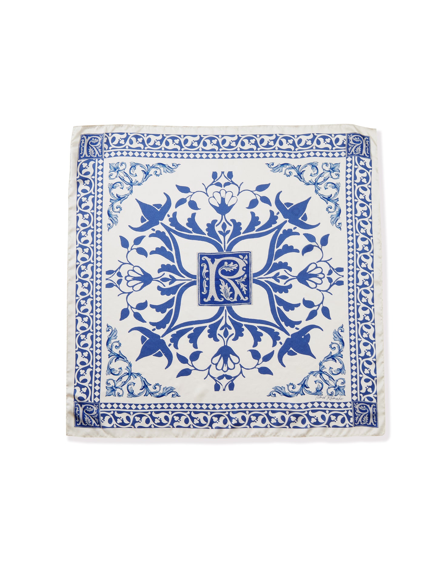 Retro21 R21 blue "Times Remake" collaboration retro silk scarf