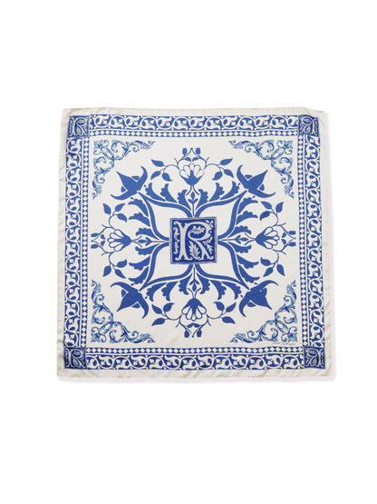Retro21 R21 blue "Times Remake" collaboration retro silk scarf