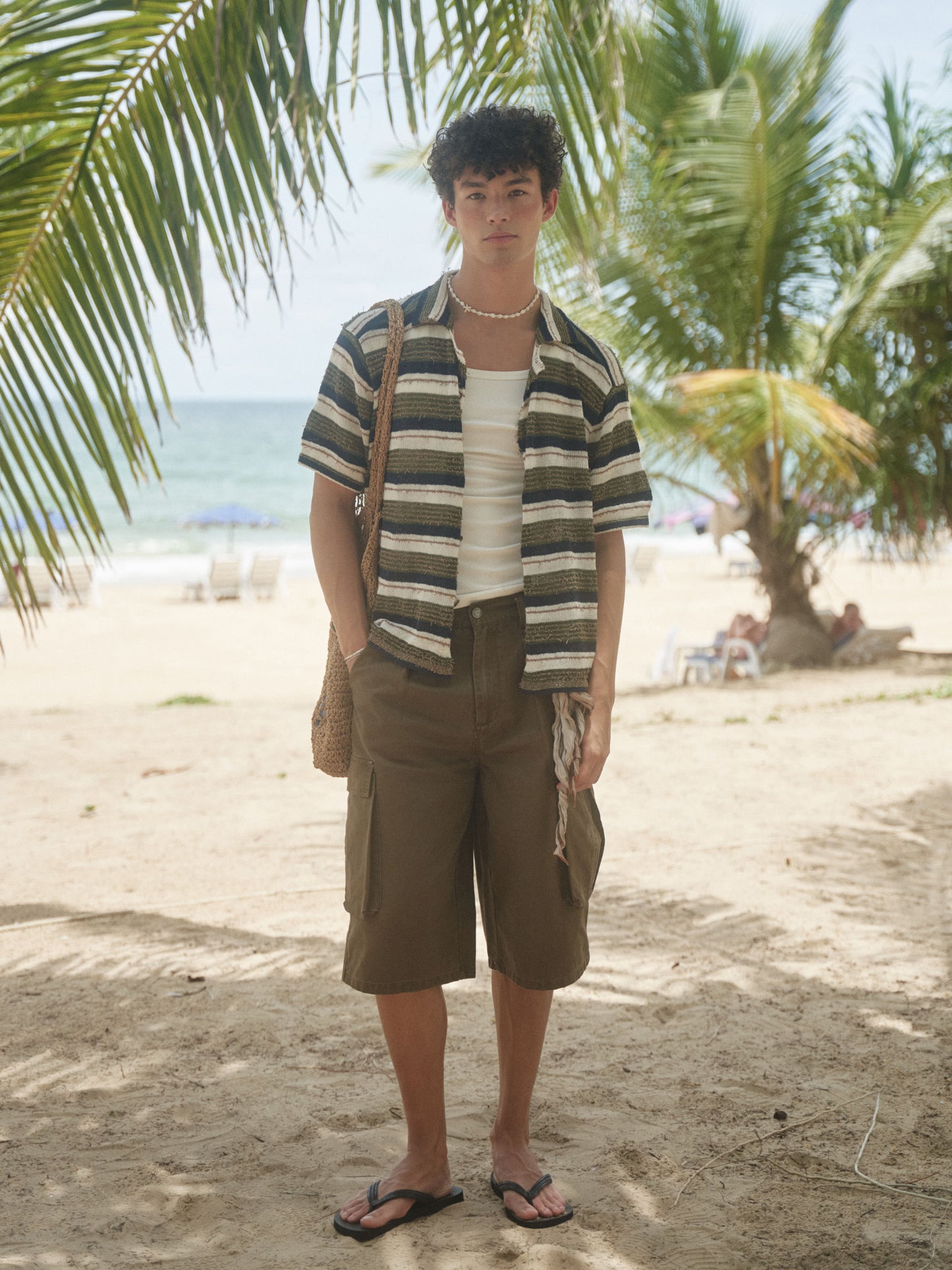 Retro21 R21 washed and aged dark brown wide-leg all-cotton seven-inch pocket pants