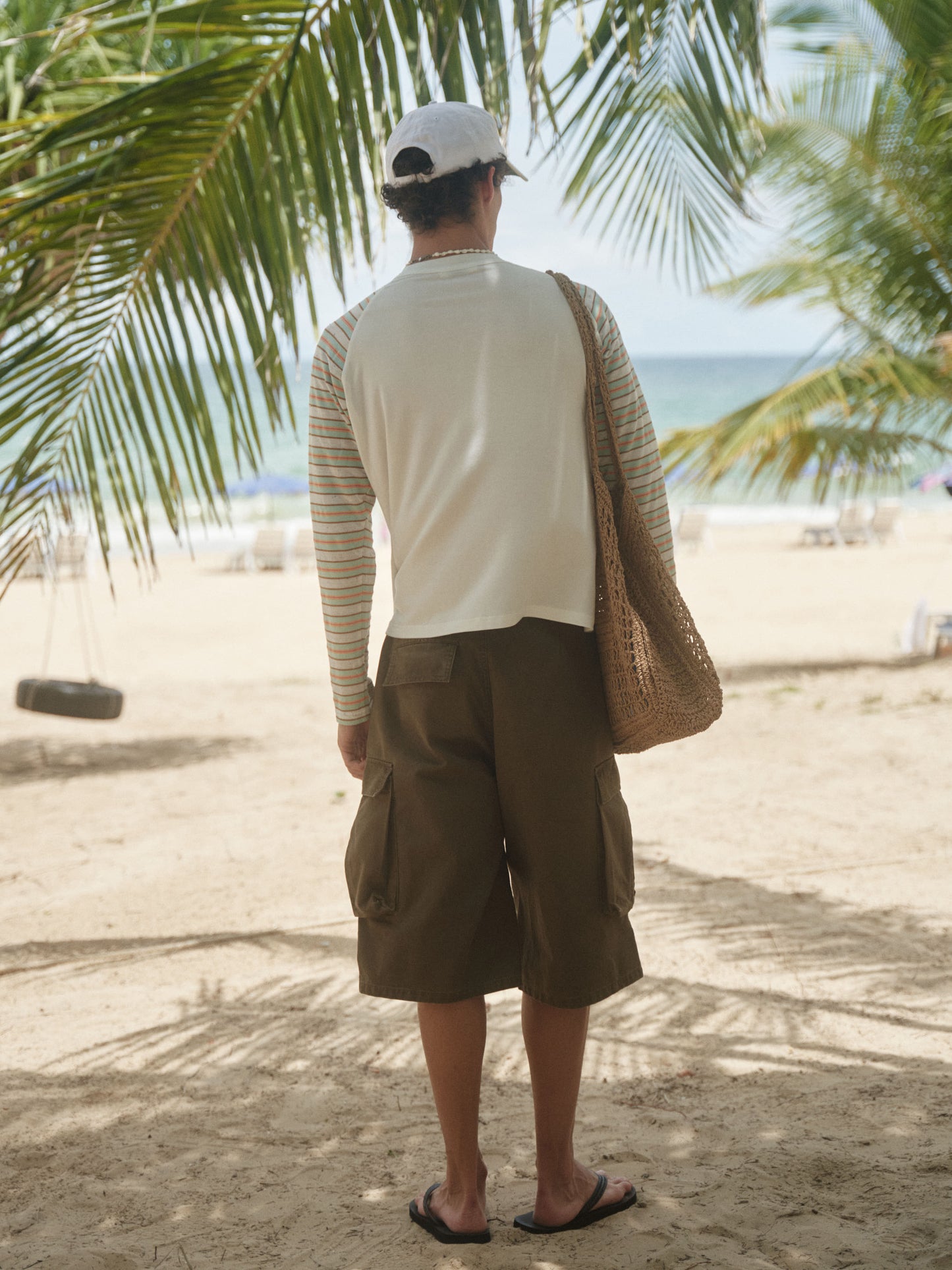 Retro21 R21 washed and aged dark brown wide-leg all-cotton seven-inch pocket pants