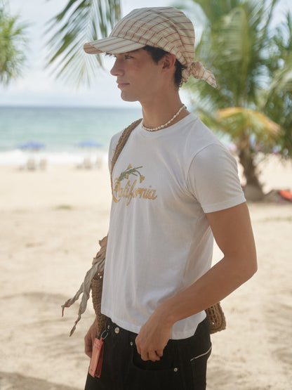 Retro21 R21 white liquid ammonia fitted short-sleeved shirt with island vacation print