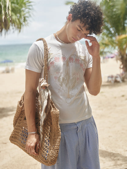 Retro21 R21 white liquid ammonia fabric slim fit island heart digital print T-shirt