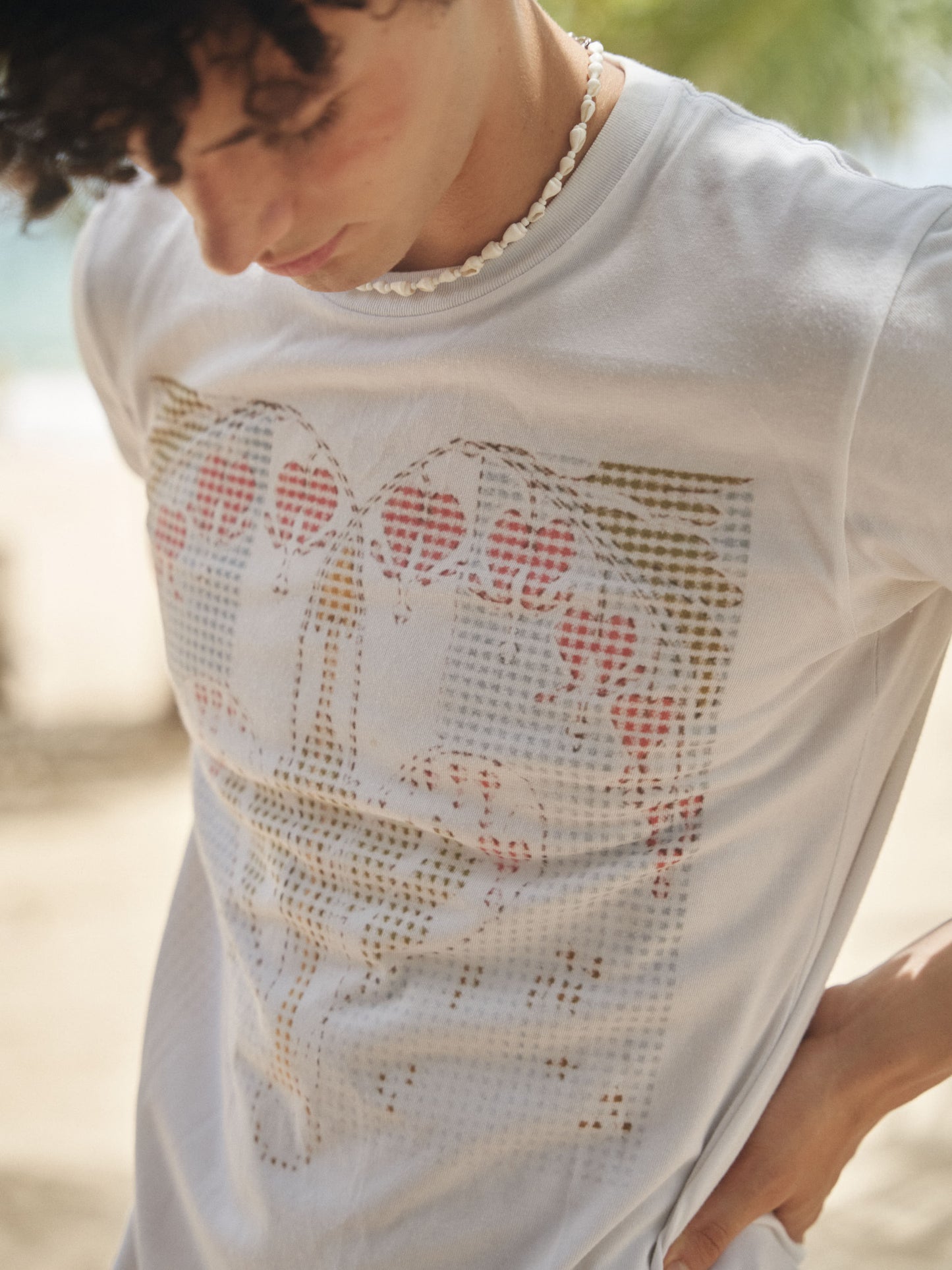 Retro21 R21 white liquid ammonia fabric slim fit island heart digital print T-shirt