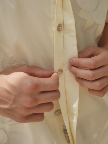 Retro21 R21 Summer Island patchwork beige short-sleeved shirt