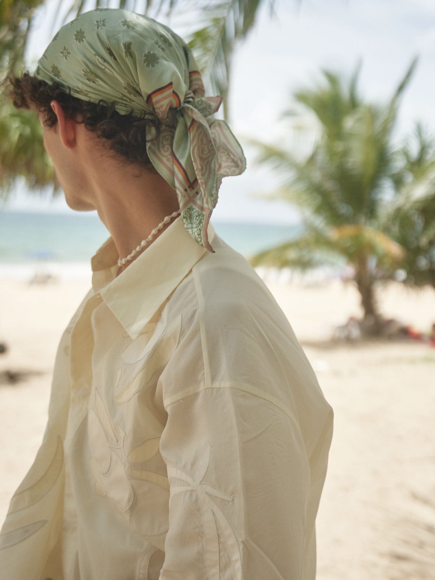 Retro21 R21 100% mulberry silk avocado color brand logo silk scarf