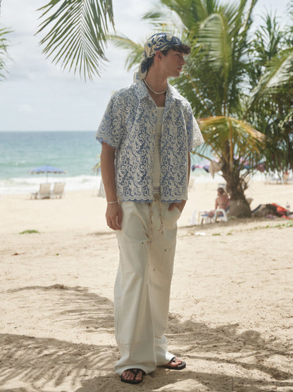 Retro21 R21 blue "Times Remake" collaboration retro silk scarf