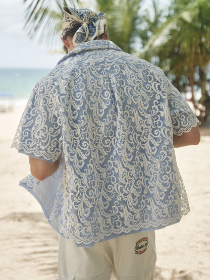 Retro21 R21 blue "Times Remake" collaboration retro silk scarf