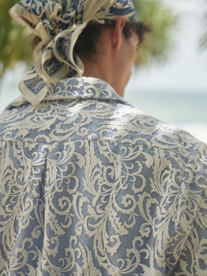 Retro21 R21 blue "Times Remake" collaboration retro silk scarf