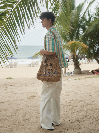 Retro21 R21 Summer knitted hollow striped short-sleeved shirt