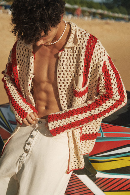 Retro21 R21 knitted openwork long-sleeved shirt