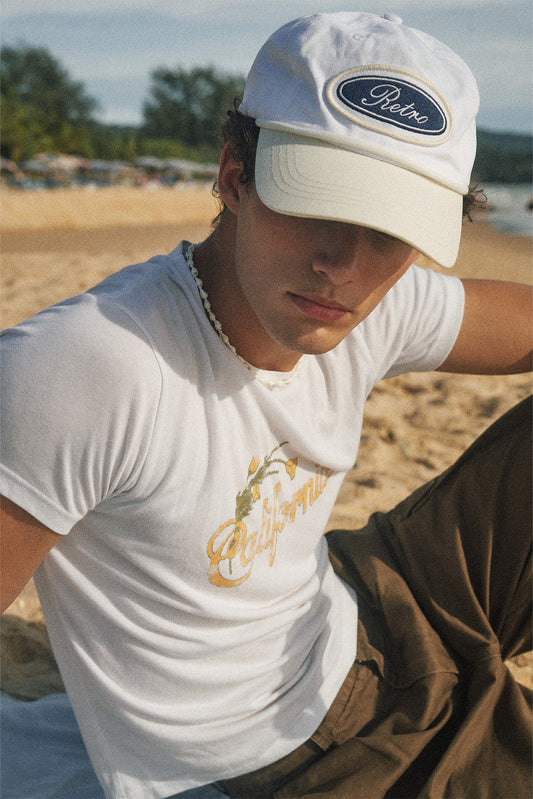 Retro21 R21 white liquid ammonia fitted short-sleeved shirt with island vacation print