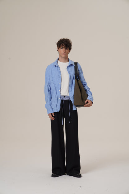 Retro 21 R21 patchwork double-waisted Italian imported 100% wool suit trousers