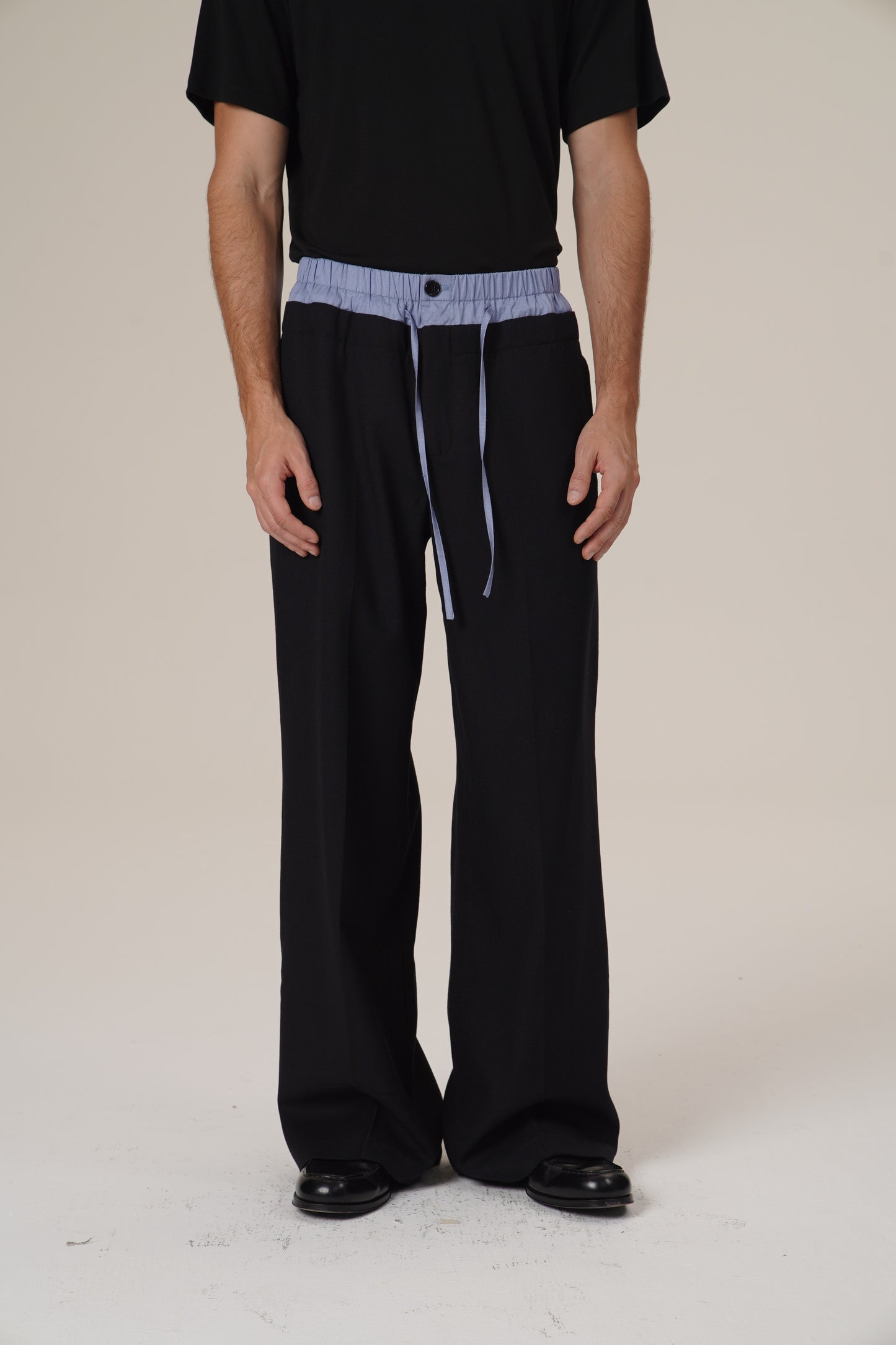 Retro 21 R21 patchwork double-waisted Italian imported 100% wool suit trousers