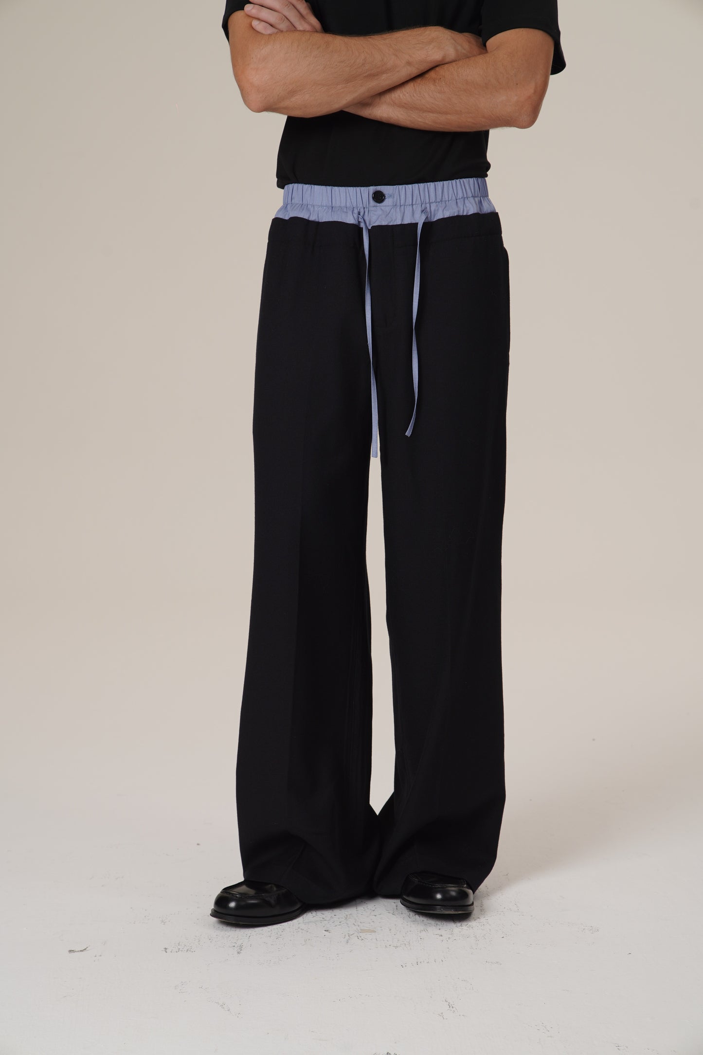 Retro 21 R21 patchwork double-waisted Italian imported 100% wool suit trousers