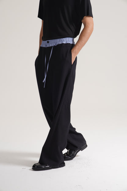 Retro 21 R21 patchwork double-waisted Italian imported 100% wool suit trousers