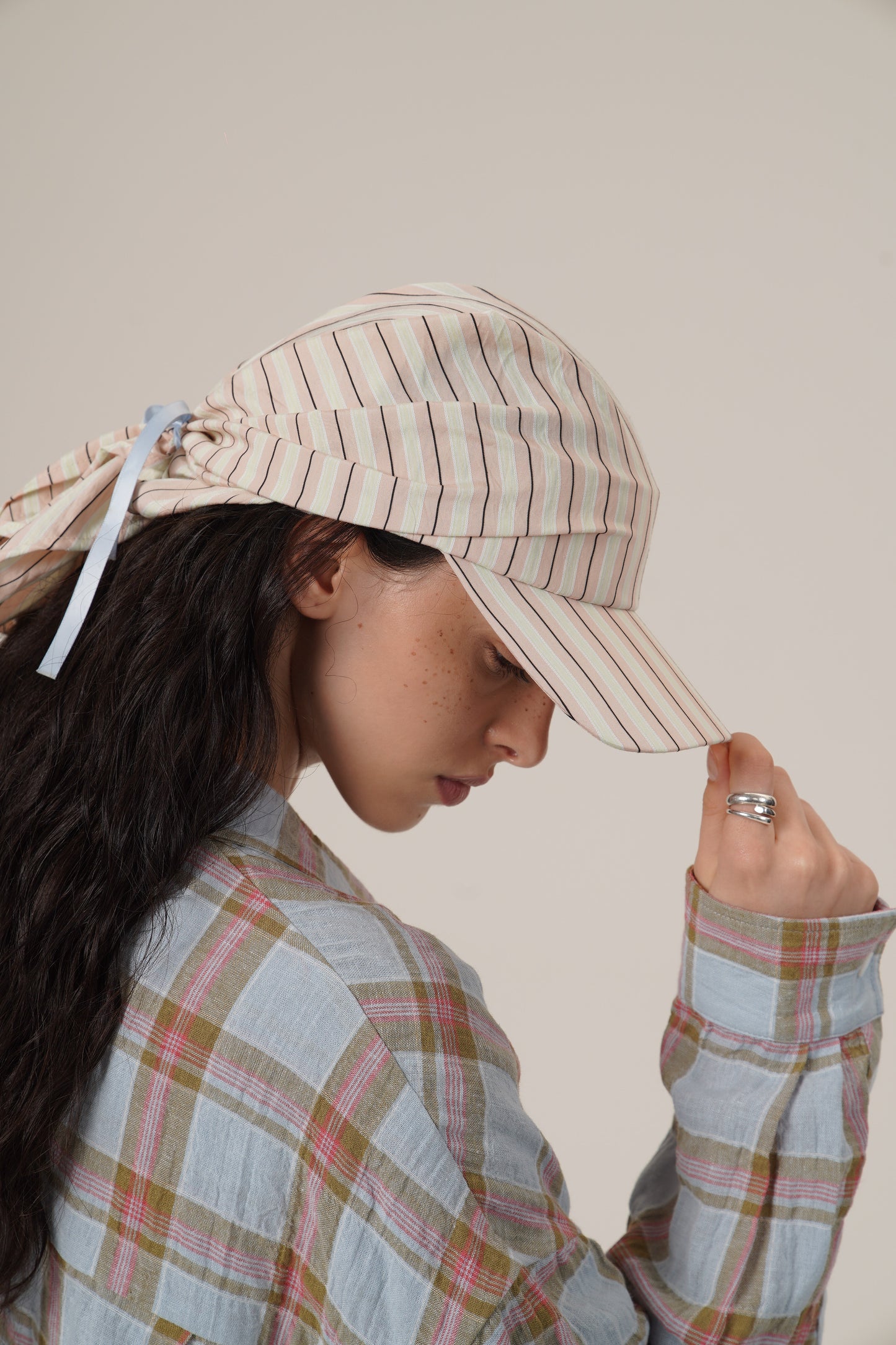 Retro 21 R21 Multi-functional color-blocking Silk Scarf Baseball cap