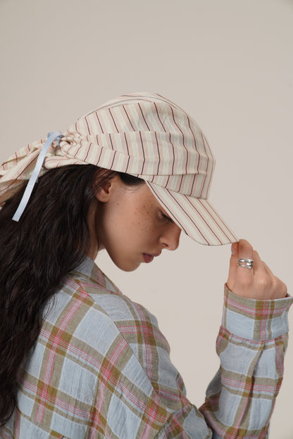 Retro 21 R21 Multi-functional color-blocking Silk Scarf Baseball cap