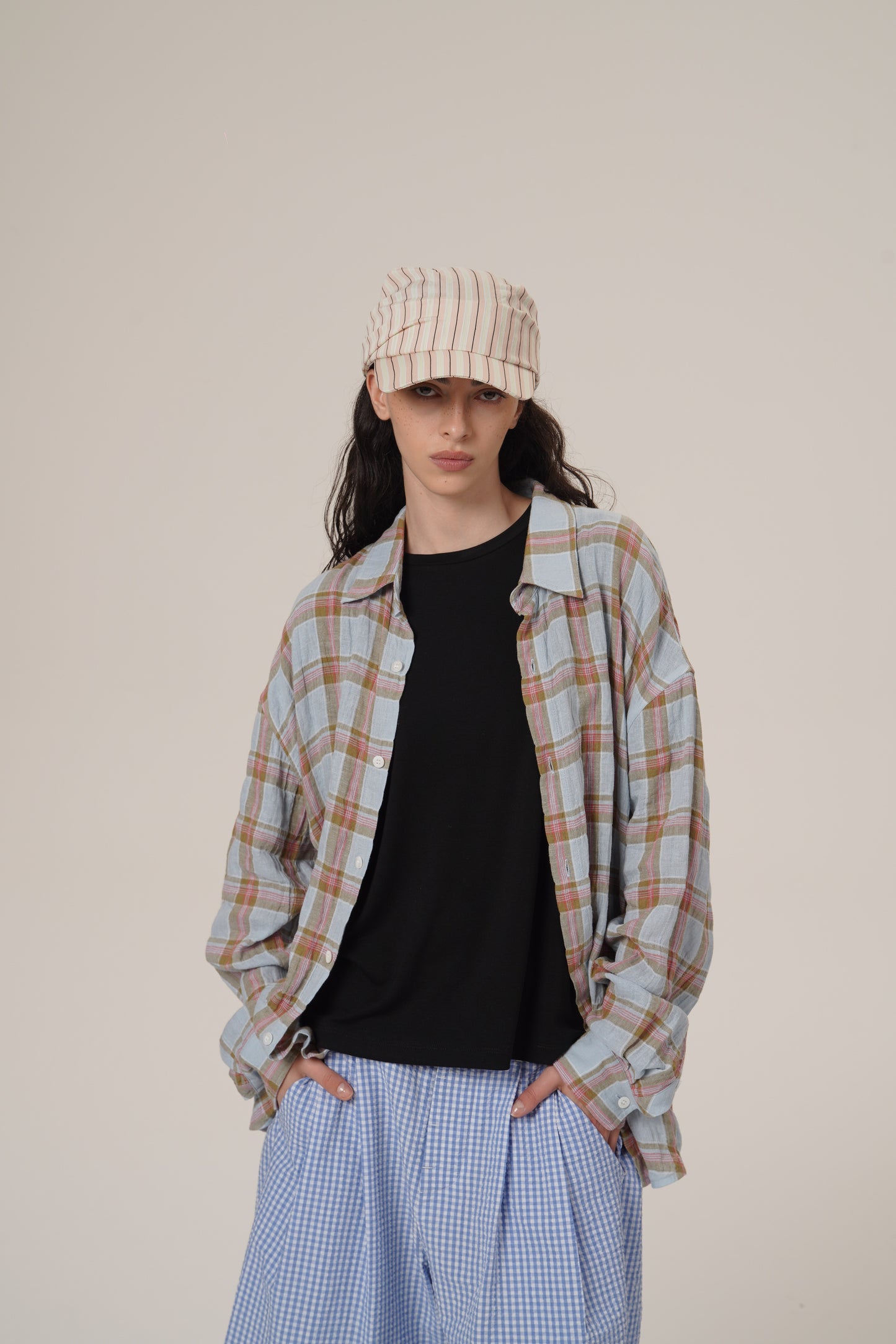 Retro 21 R21 Multi-functional color-blocking Silk Scarf Baseball cap