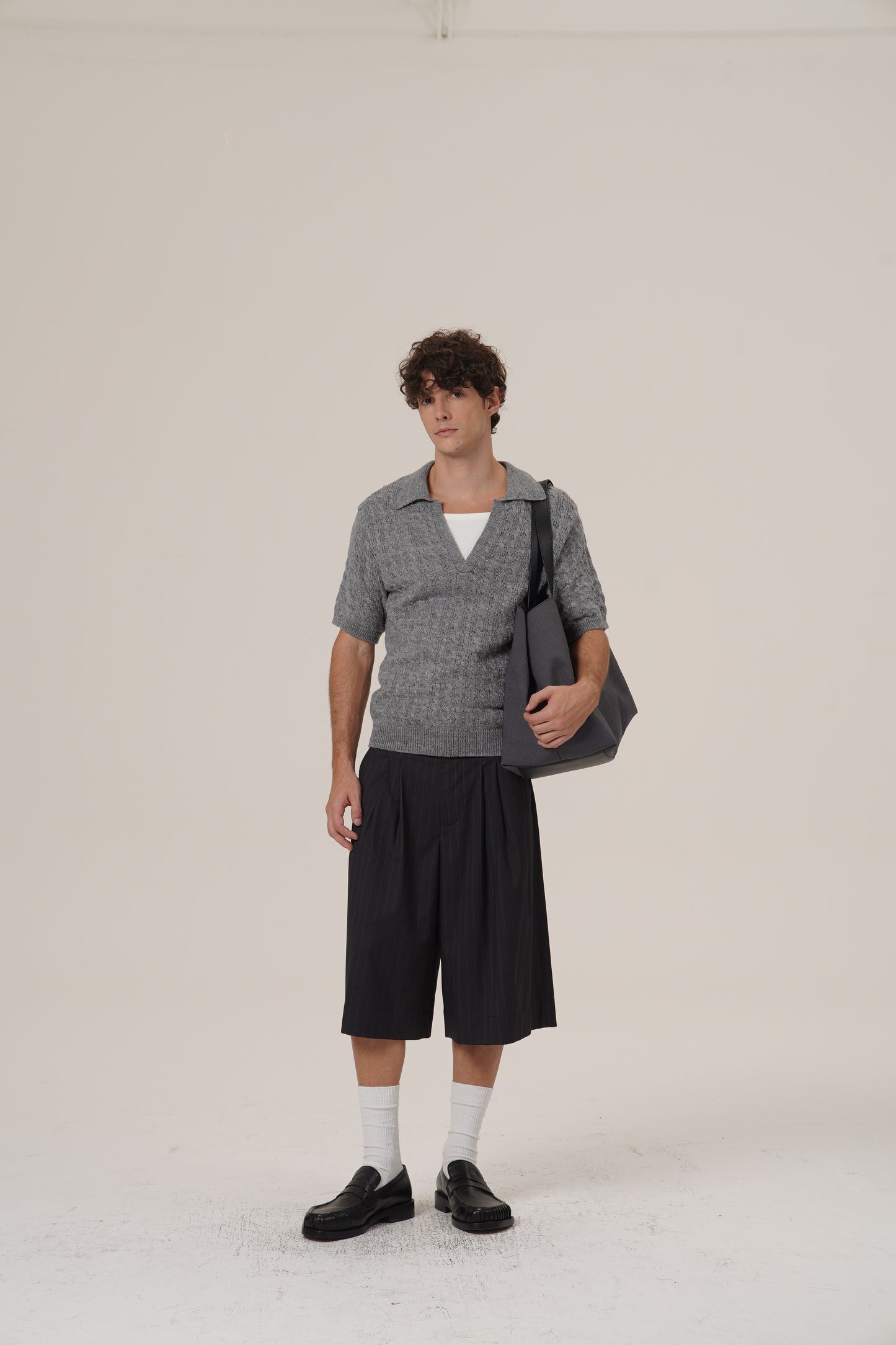 Retro 21 R21 Casual pleated striped 7-inch trousers