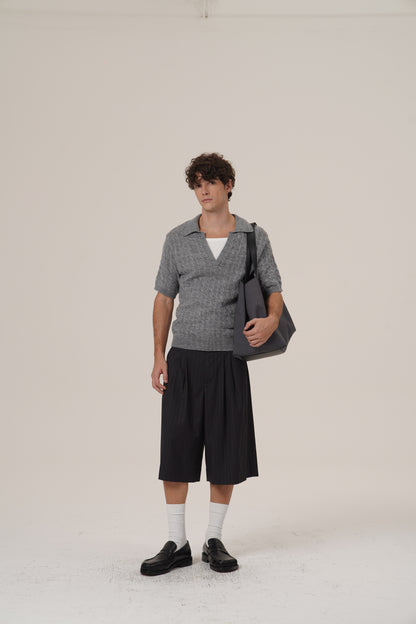 Retro 21 R21 Casual pleated striped 7-inch trousers