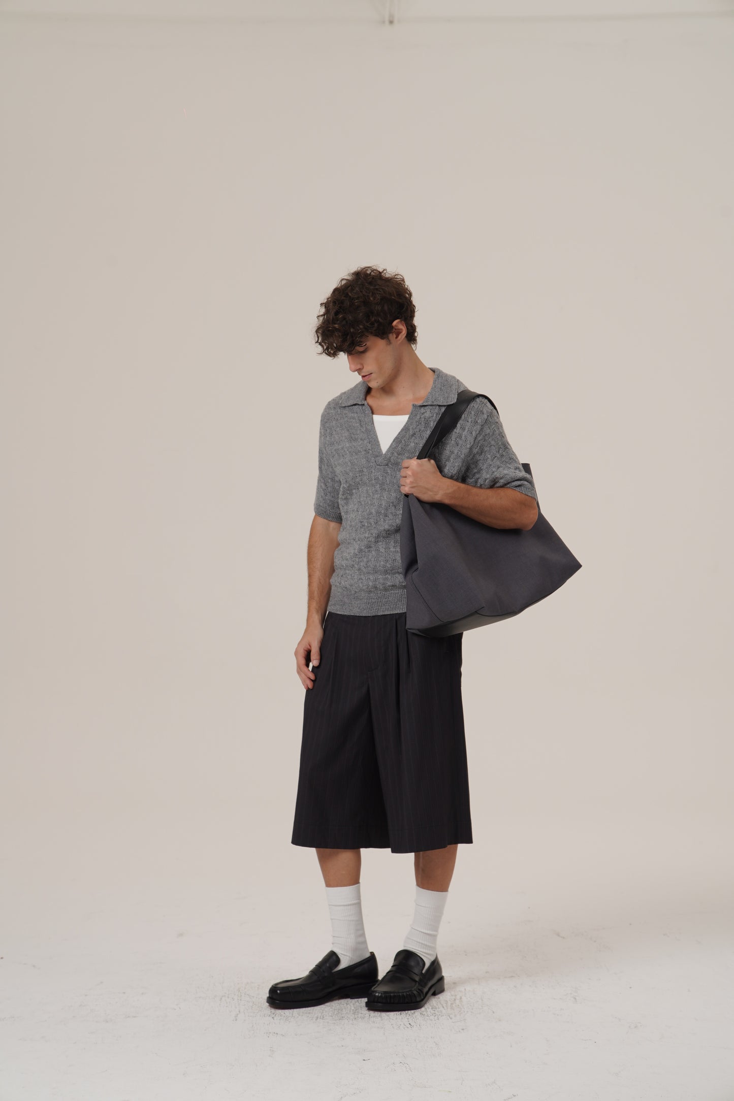 Retro 21 R21 Casual pleated striped 7-inch trousers