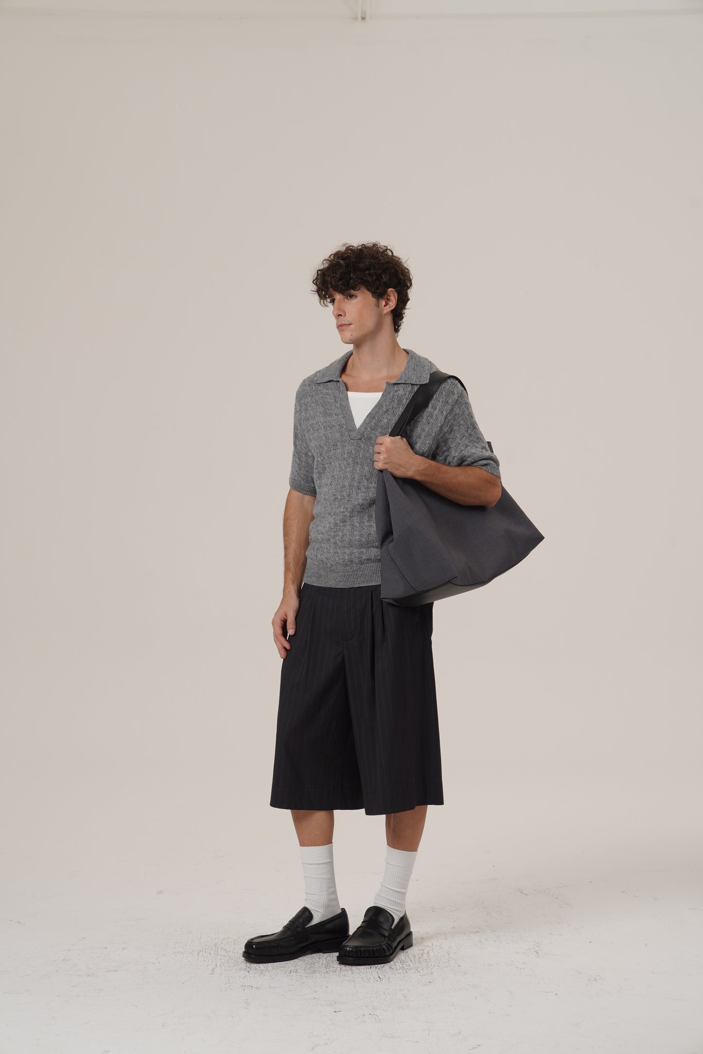 Retro 21 R21 Casual pleated striped 7-inch trousers