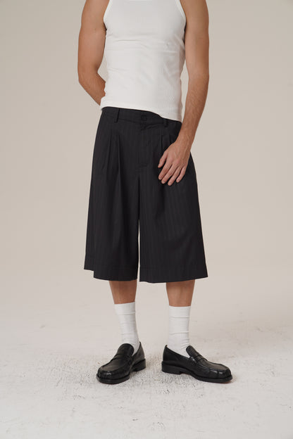 Retro 21 R21 Casual pleated striped 7-inch trousers