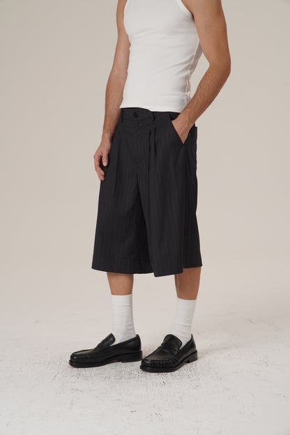 Retro 21 R21 Casual pleated striped 7-inch trousers