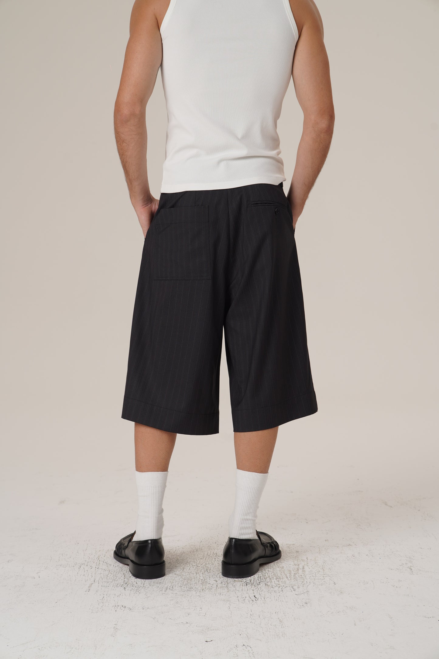 Retro 21 R21 Casual pleated striped 7-inch trousers