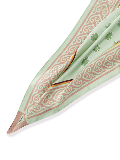 Retro21 R21 100% mulberry silk avocado color brand logo silk scarf