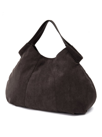 Retro21 R21 Dark brown three-dimensional pleated single-shoulder shell-shaped wandering bag, suede bag
