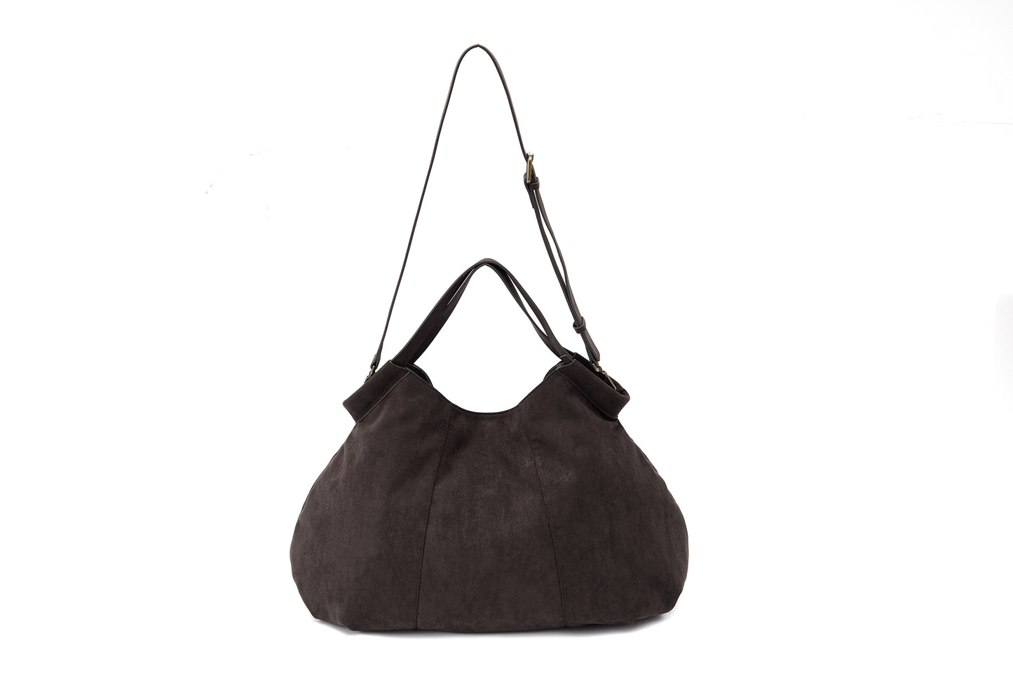 Retro21 R21 Dark brown three-dimensional pleated single-shoulder shell-shaped wandering bag, suede bag