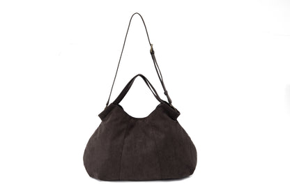 Retro21 R21 Dark brown three-dimensional pleated single-shoulder shell-shaped wandering bag, suede bag