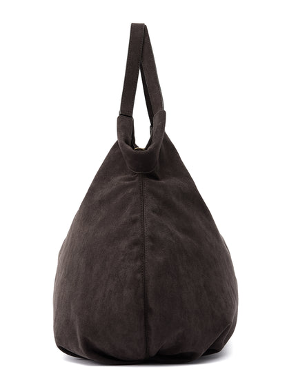 Retro21 R21 Dark brown three-dimensional pleated single-shoulder shell-shaped wandering bag, suede bag
