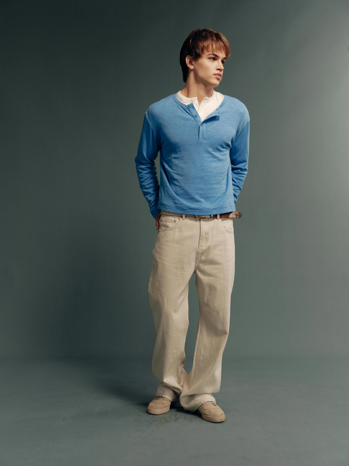 100% Cotton Fine-Rib Brushed Henley Long-Sleeve Base Layer – 3 Colors