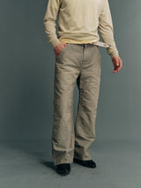 Garment-Dyed Washed Moleskin Grey-Green Relaxed Straight-Leg Double-Knee Pants