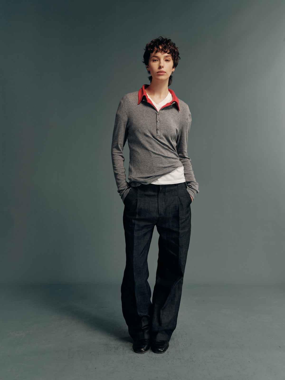 Raw Cotton-Linen Single-Pleat Straight-Leg Trousers with Permanent Crease