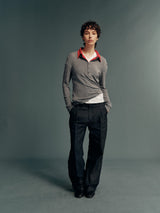 Raw Cotton-Linen Single-Pleat Straight-Leg Trousers with Permanent Crease