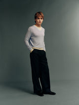 TENCEL™ Lyocell-Wool Contrast V-Neck Faux-Layered Long-Sleeve Top – 3 Colors