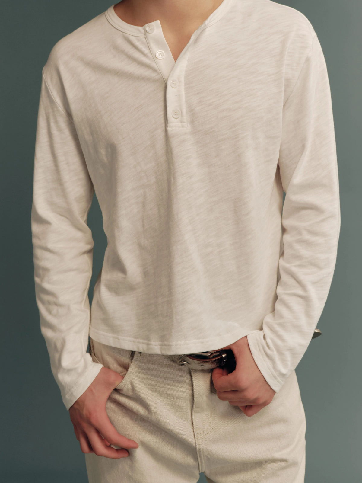 100% Cotton Fine-Rib Brushed Henley Long-Sleeve Base Layer – 3 Colors
