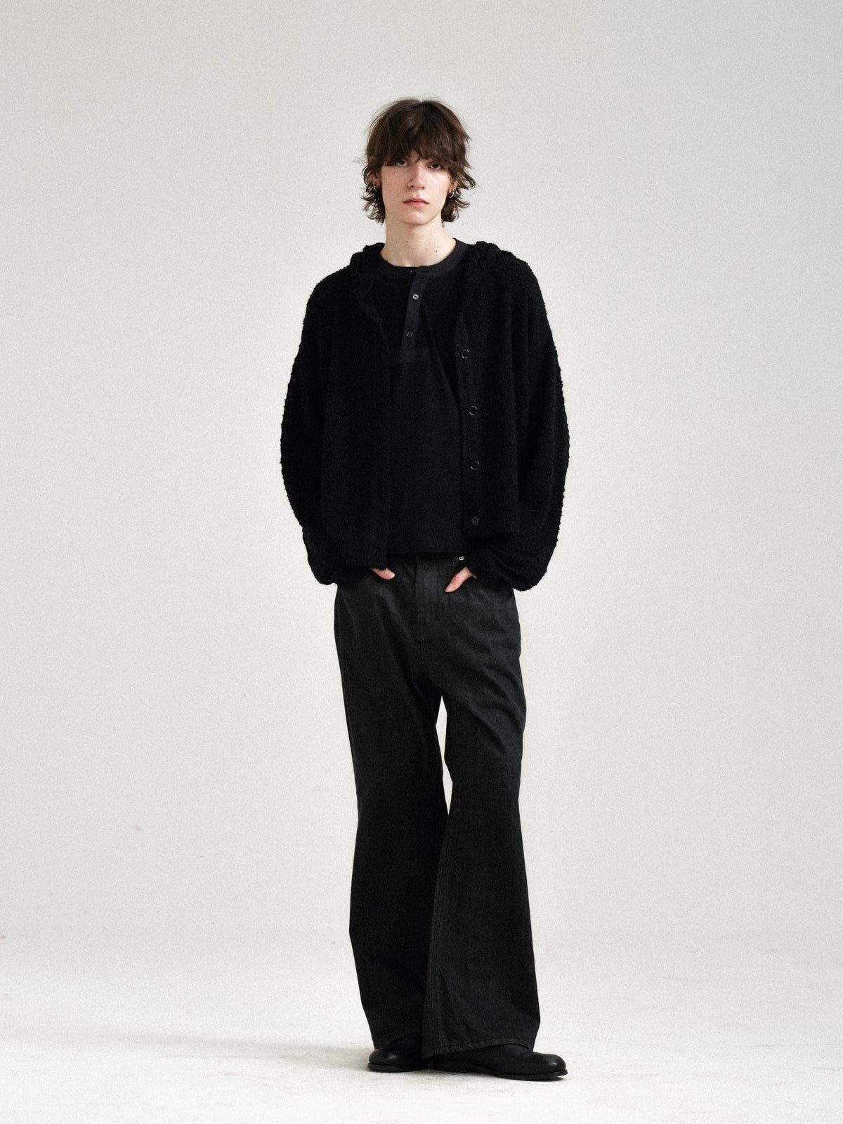 Textured Wool-Blend Open-Knit Hooded Cardigan Sweater