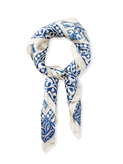 Retro21 R21 blue "Times Remake" collaboration retro silk scarf