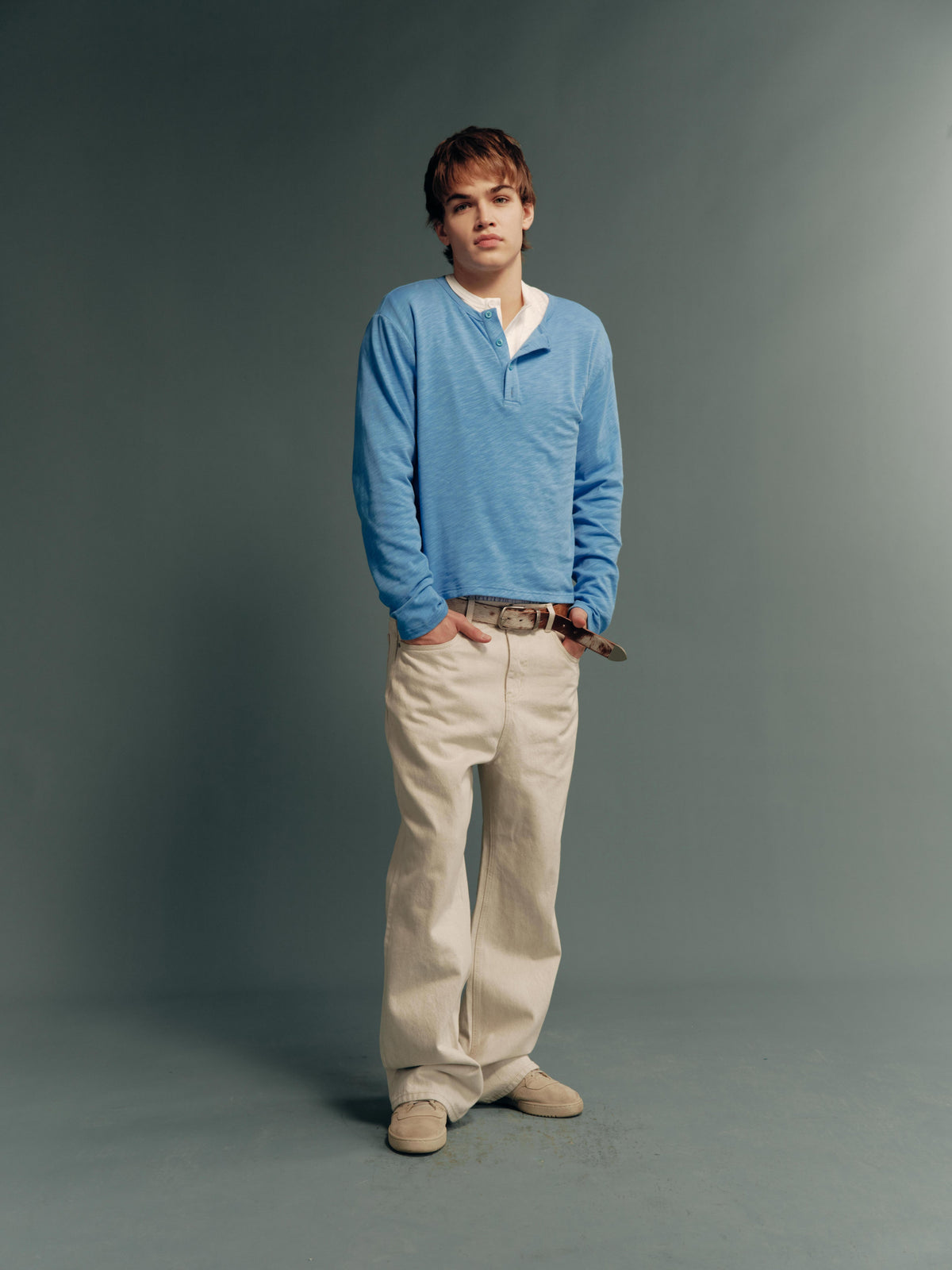 100% Cotton Fine-Rib Brushed Henley Long-Sleeve Base Layer – 3 Colors