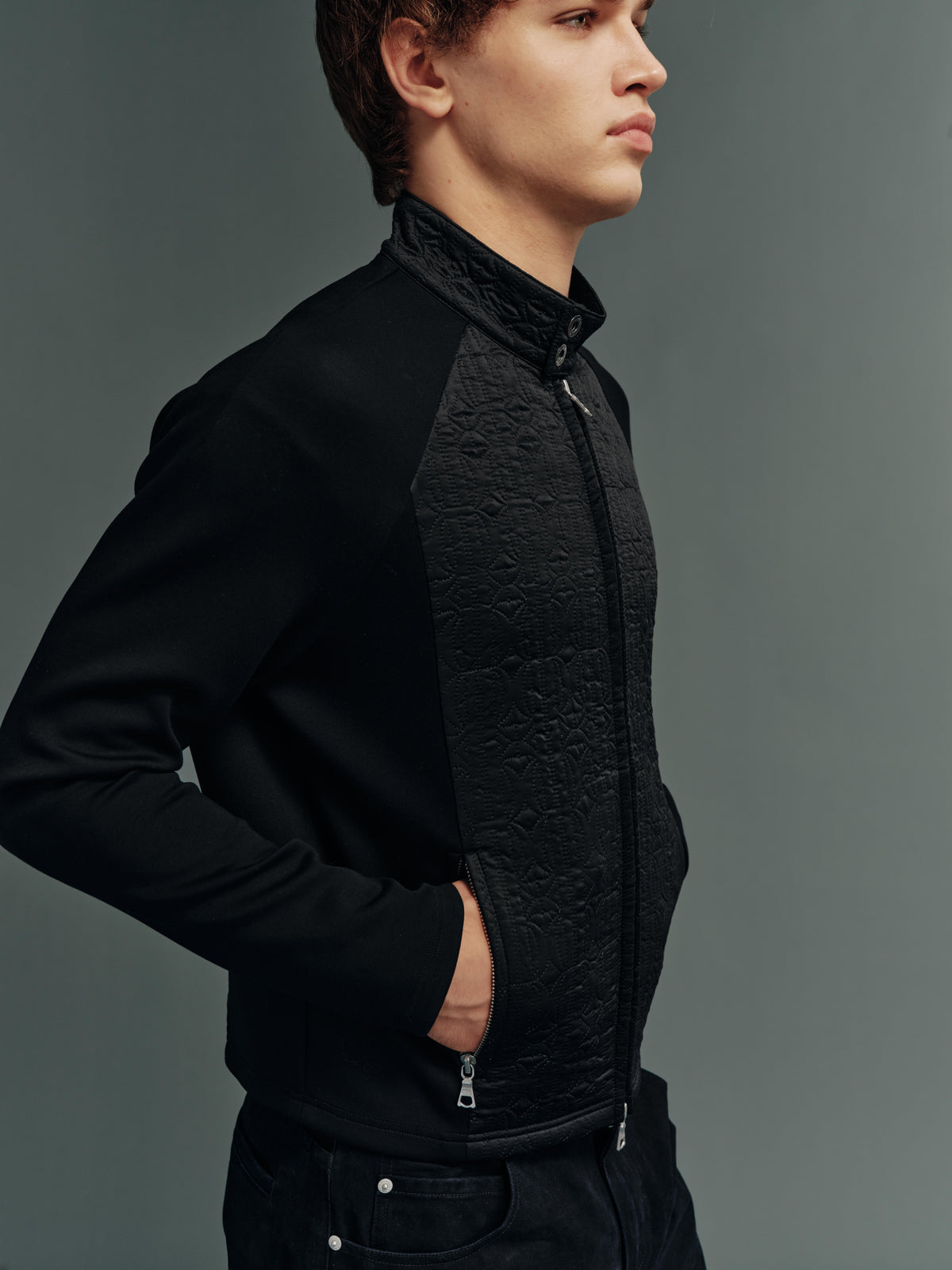 Thinsulate™-Padded Quilted Air-Layer Raglan-Zip G9 Harrington Jacket