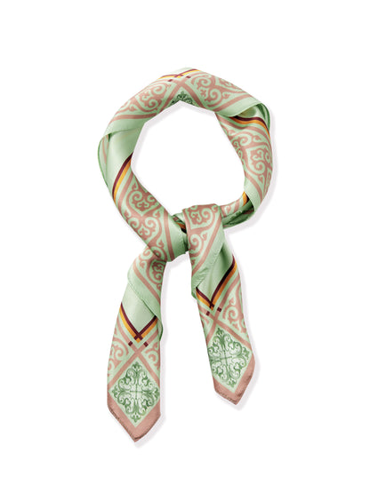 Retro21 R21 100% mulberry silk avocado color brand logo silk scarf