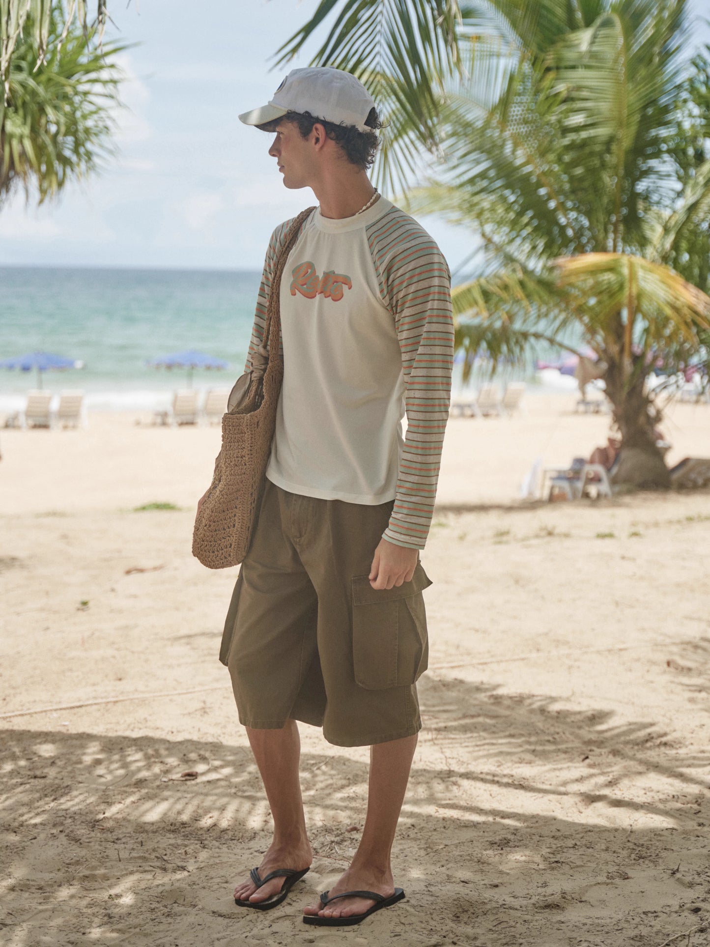 Retro21 R21 washed and aged dark brown wide-leg all-cotton seven-inch pocket pants